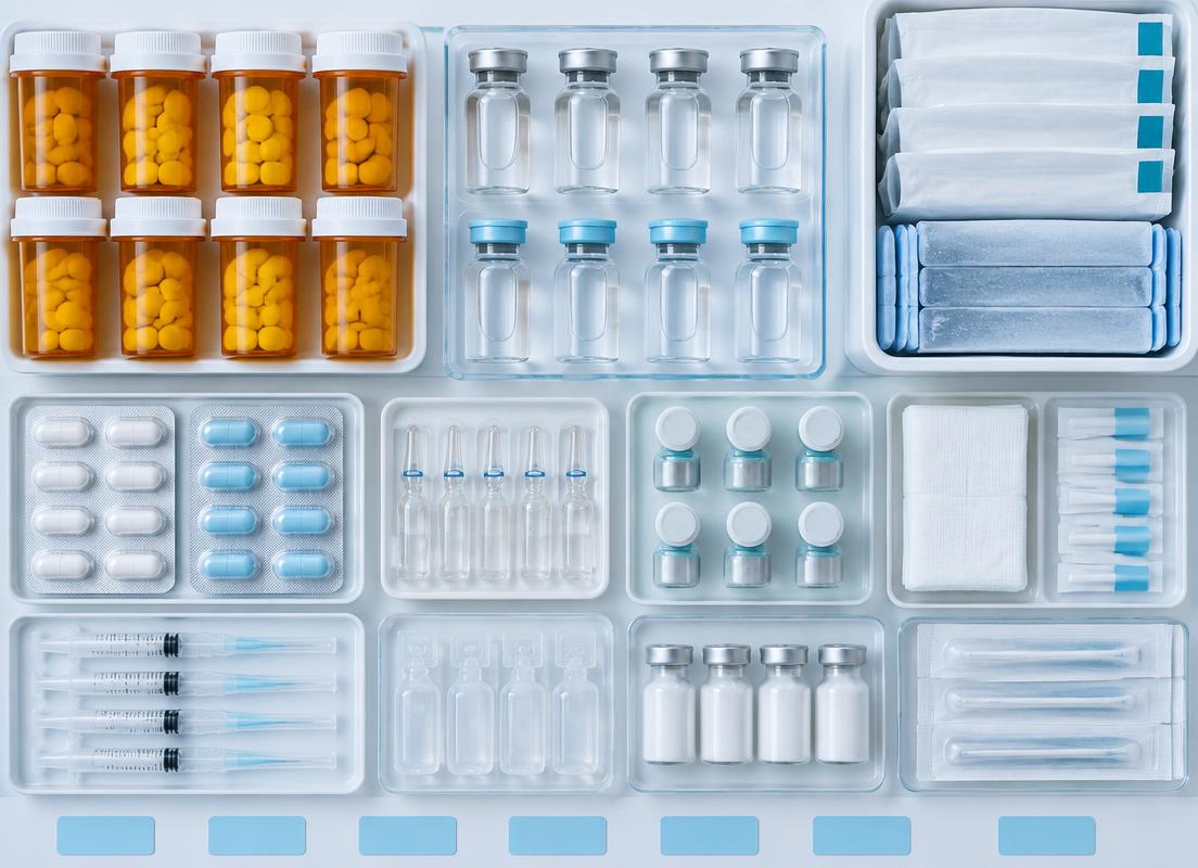 Organized medication and clinical supply tray